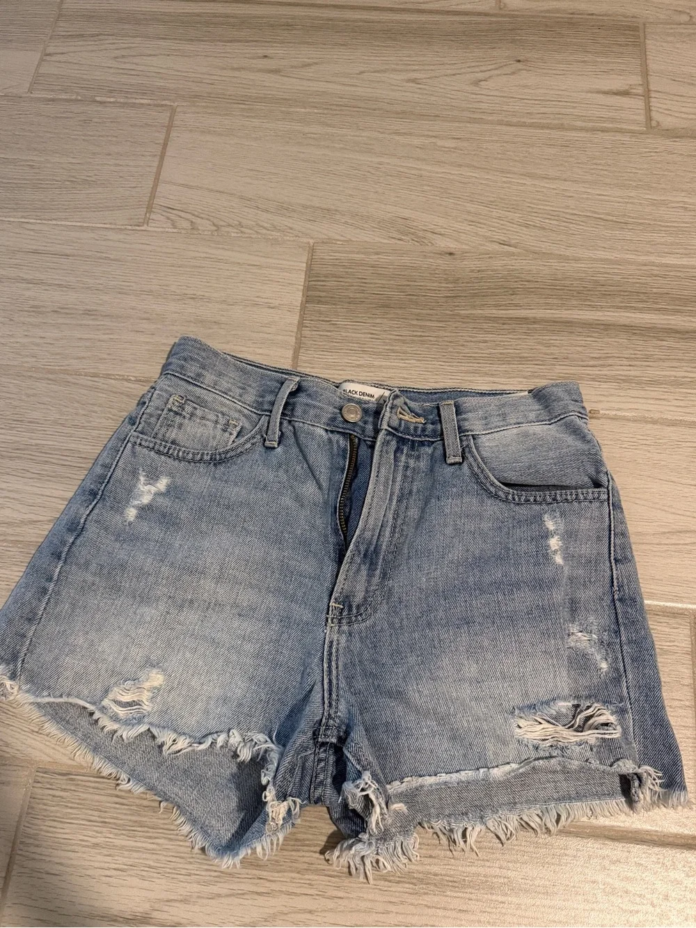 Just Black Denim Light Blue Distressed Denim Shorts